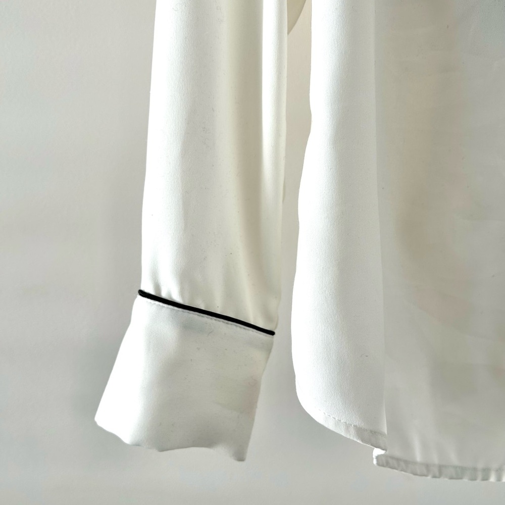 H&M White Dress Shirt with Black Piping - Picture 6 of 6